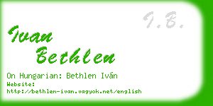 ivan bethlen business card