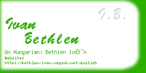 ivan bethlen business card